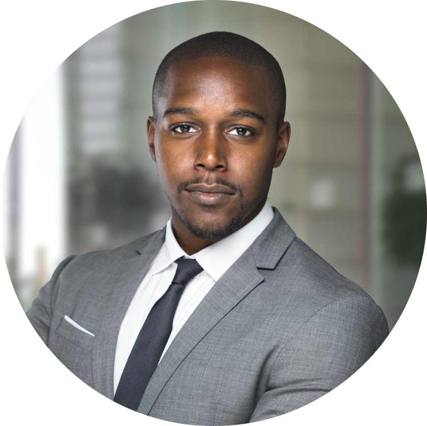 Successful black business man ceo downtown workspace proud confident arms crossed